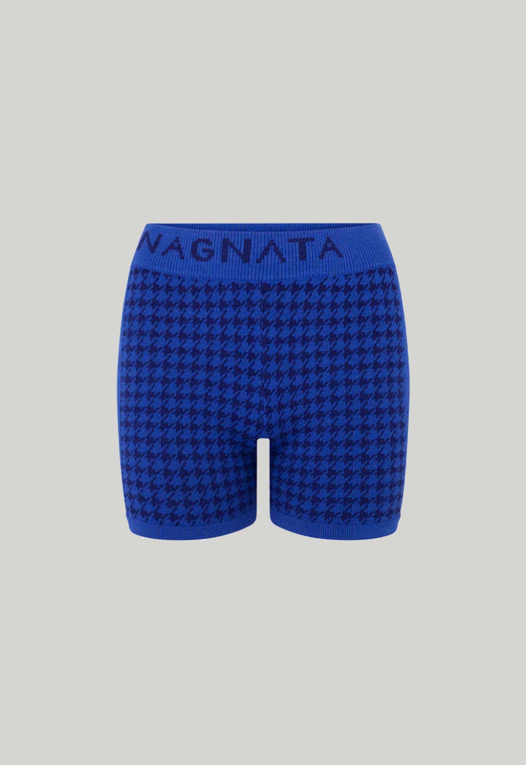 Jac+Jack NAGNATA CHECKED OUT KNIT SHORT in Navy/Cobalt